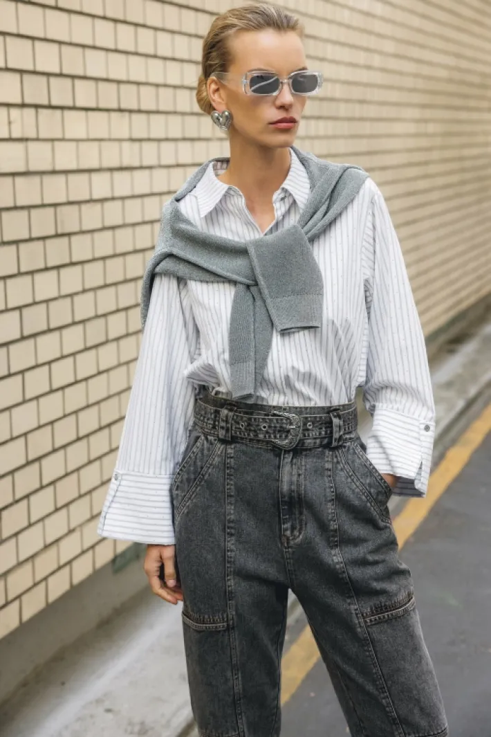 AAIKO Broeken<Bibi Denim Broek Grijs